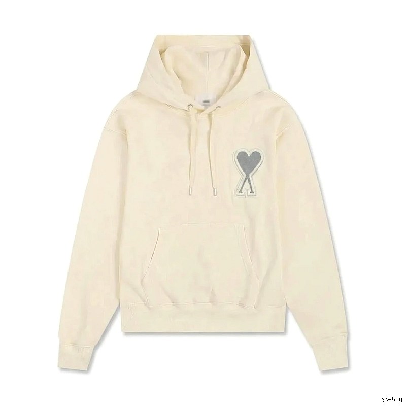 AMI Love Minimalist Style Beige Hoodie