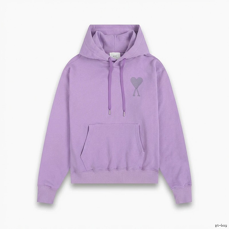 AMI series minimalist style purple hoodie
