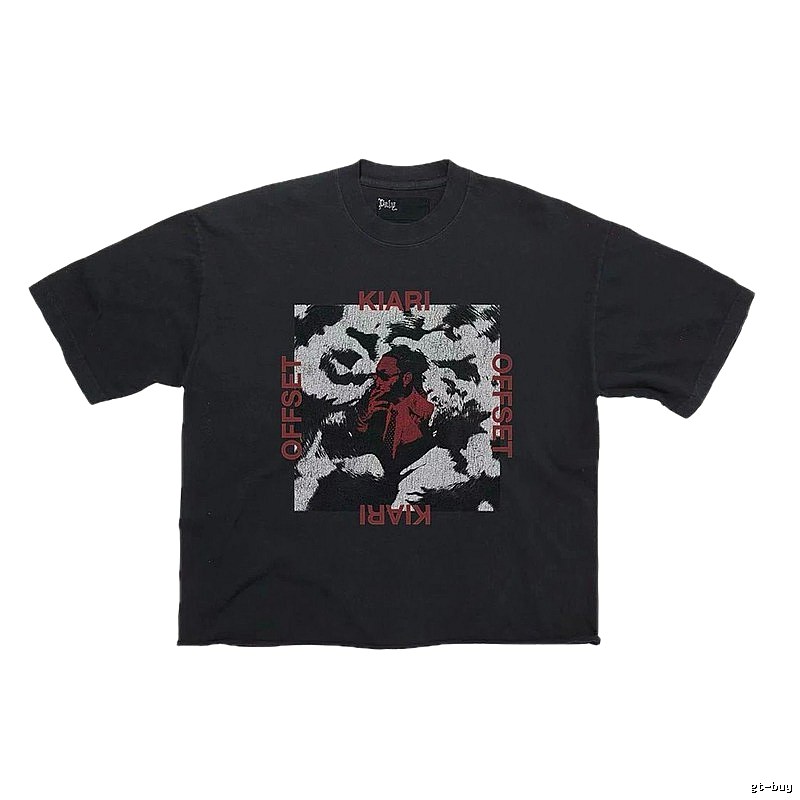 Paly Hollywood Portrait Print Street Style Black T-Shirt
