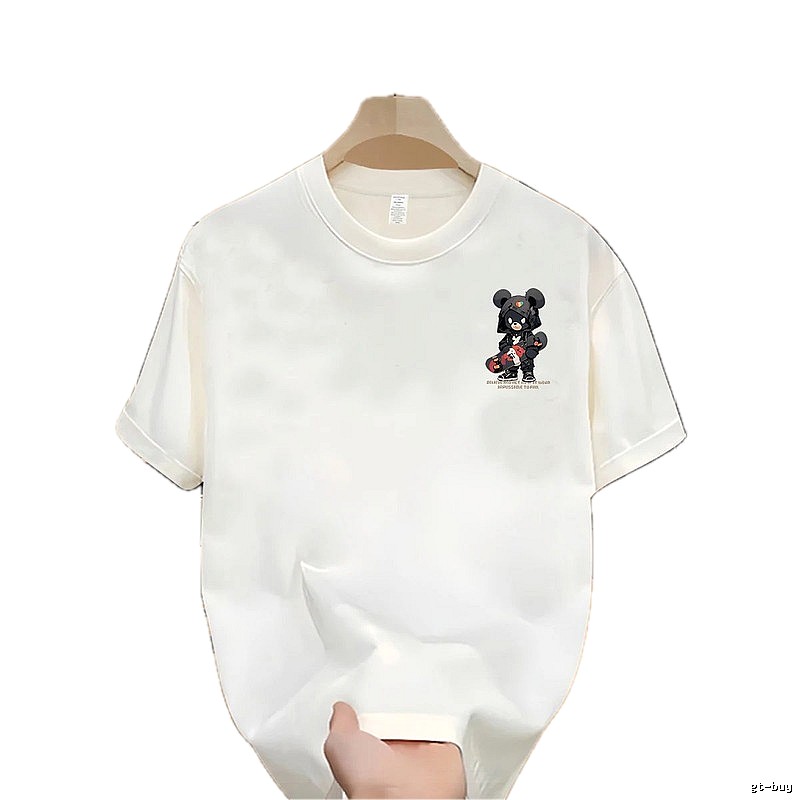Streetwear Brand Skate Bear Street-style Off-white Short Sleeve T-Shirt