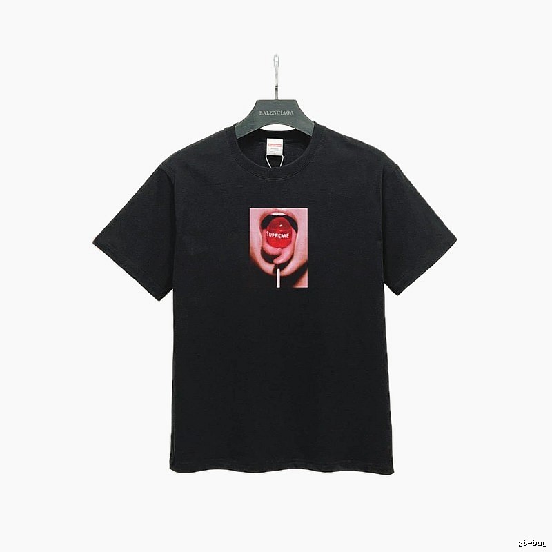 Supreme Lollipop Print Street Style Black T-Shirt