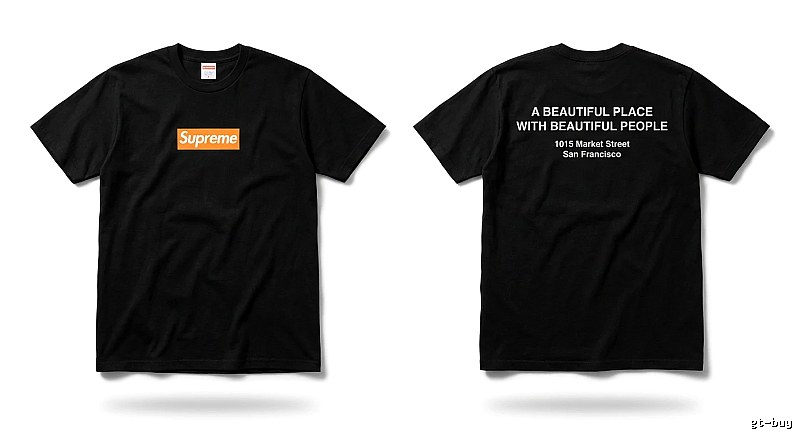 Supreme orange printed trendy and cool short-sleeved shirt