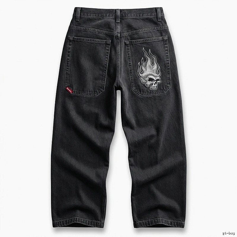 Y2K Fear of God Flame Black Denim Shorts