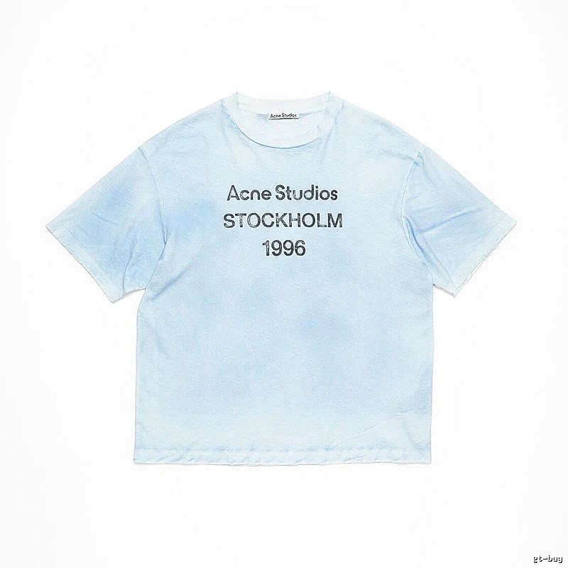 Acne Studios 2090-80 Light Blue Style Ac908046 Stockholm Logo T-Shirt Gift Ready
