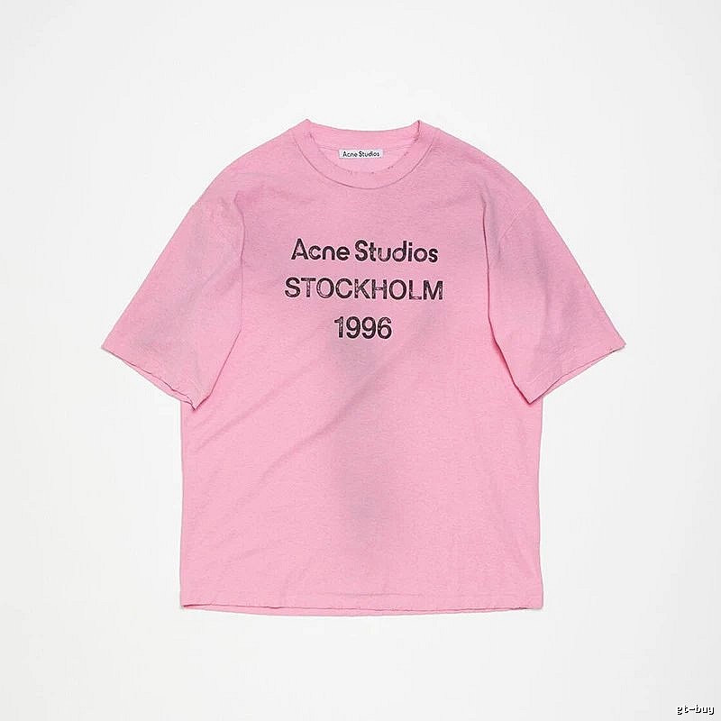 Acne Studios 2090-80 Pink Red Style Ac908026 Stockholm Logo T-Shirt Weekend Wear