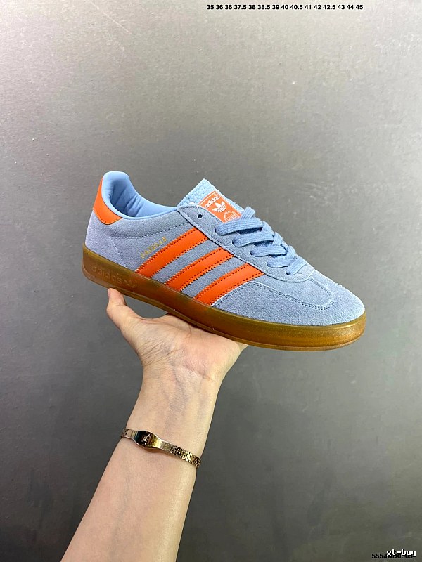 Adidas Light Blue and Orange Low-Profile Sneakers and Tonal Branding