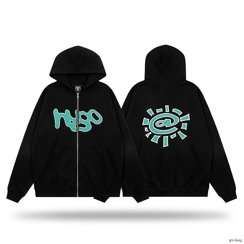 ADWYSD Sun Pattern Black Hoodie