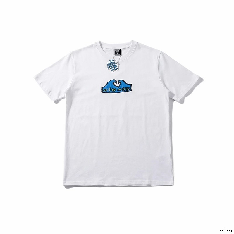 ADWYSD Wave Print Short-Sleeve White T-shirt