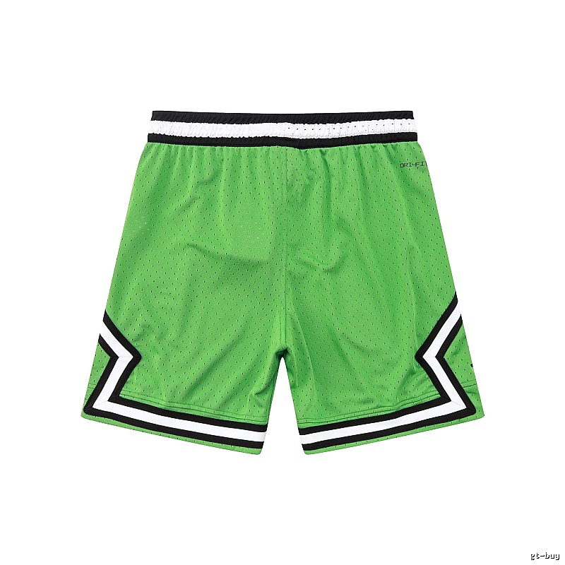 AJ basketball-style green shorts