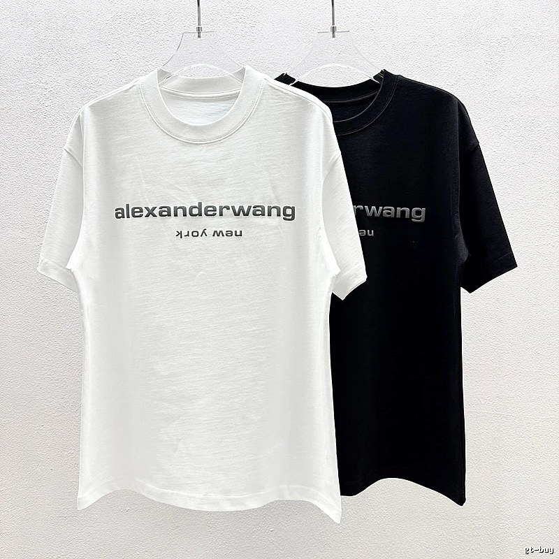 Alexander Wang Trendy Letter Style Black and White Short-Sleeve T-Shirt