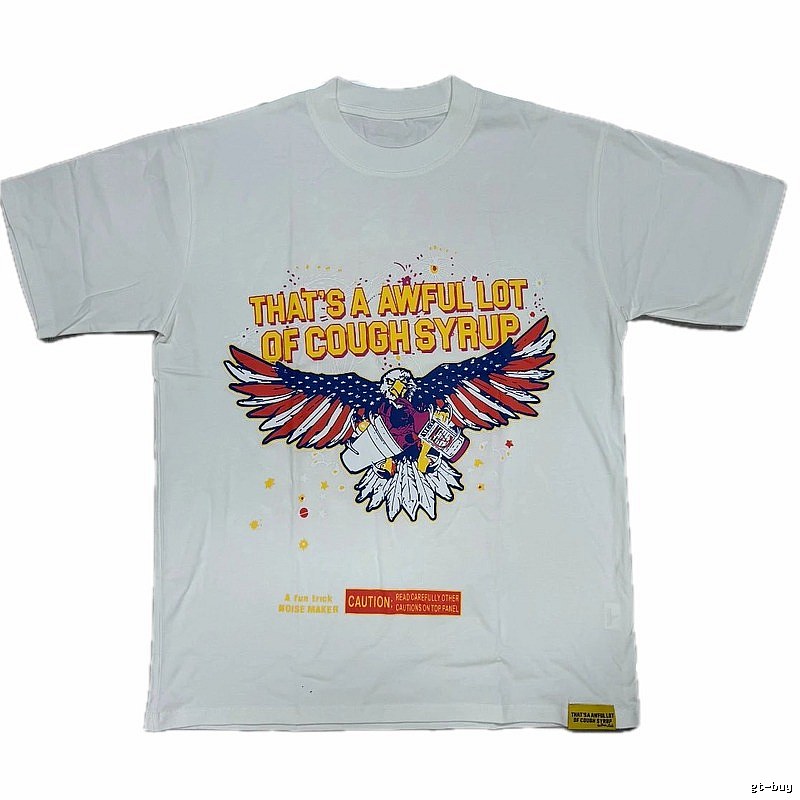 ALOCS Flying Eagle Print American Vintage White T-shirt