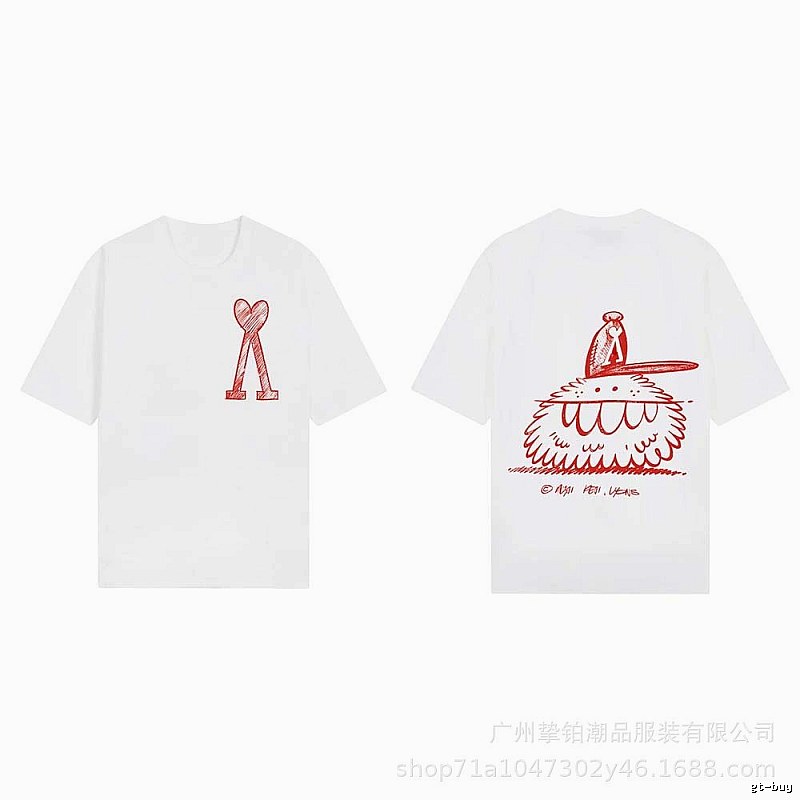 AMI cartoon printed white T-shirt