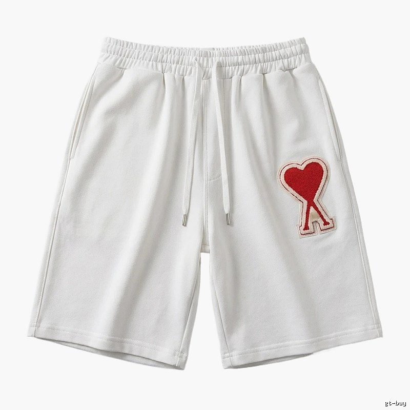 AMI Embroidered Heart White Shorts