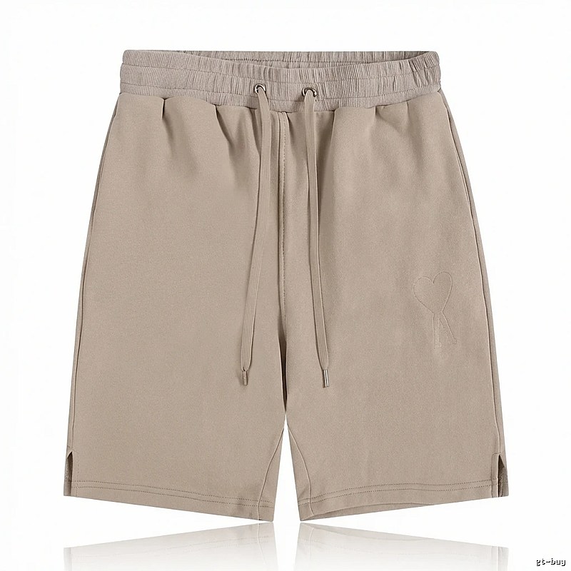 AMI Embroidered Trendy Brand Khaki Shorts