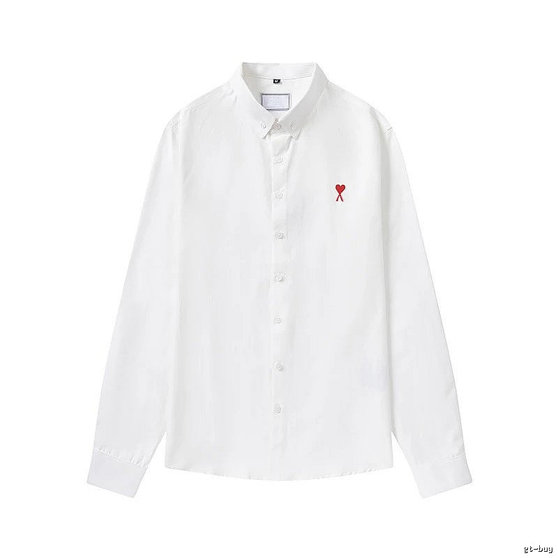 AMI Embroidered White Shirt with Love Design
