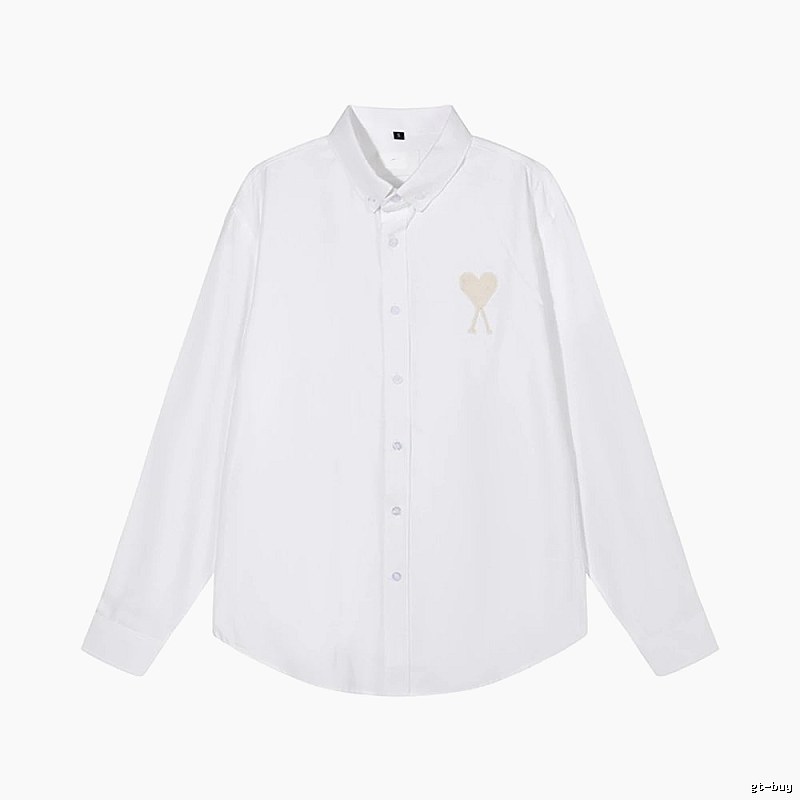 AMI Heart Embroidery White Shirt