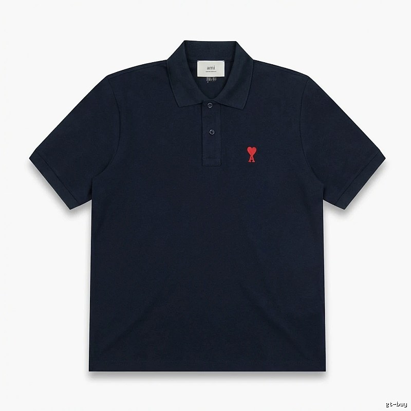 AMI Love Heart Logo Minimalist Style Polo Shirt
