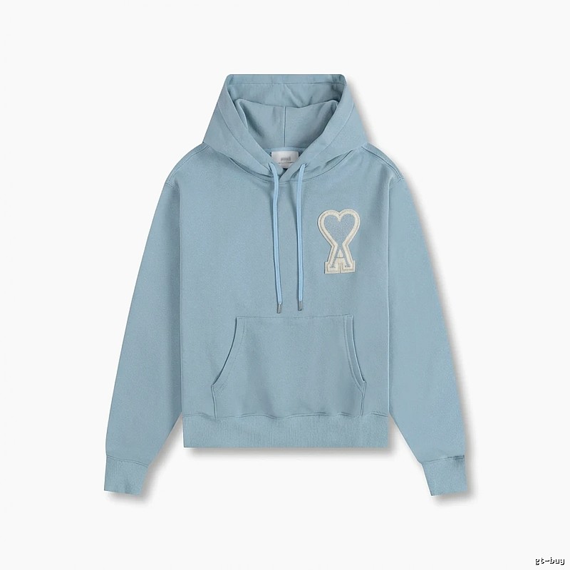AMI Love Heart Pattern Light Blue Hoodie