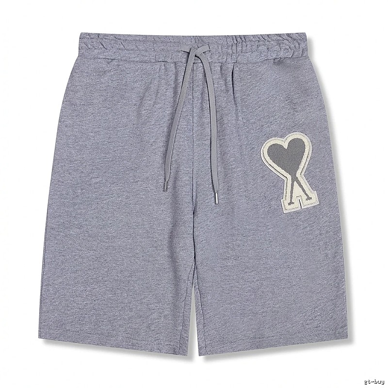 AMI Love Heart Pattern Light Gray Shorts