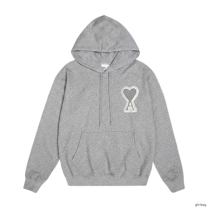 AMI Love Minimalist Style Grey Hoodie