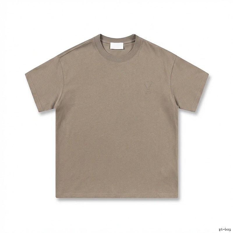 AMI minimalist style khaki T-shirt