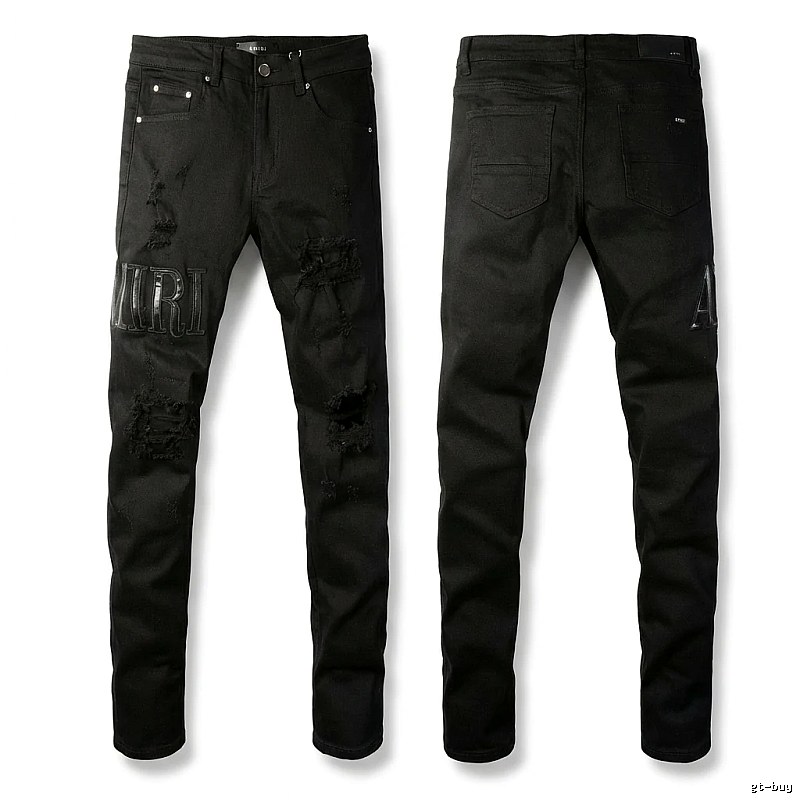 AMI Ripped Trendy Cool Black Jeans
