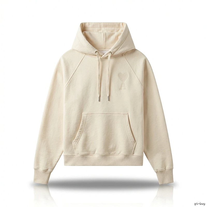 AMI simple and casual style off-white hoodie