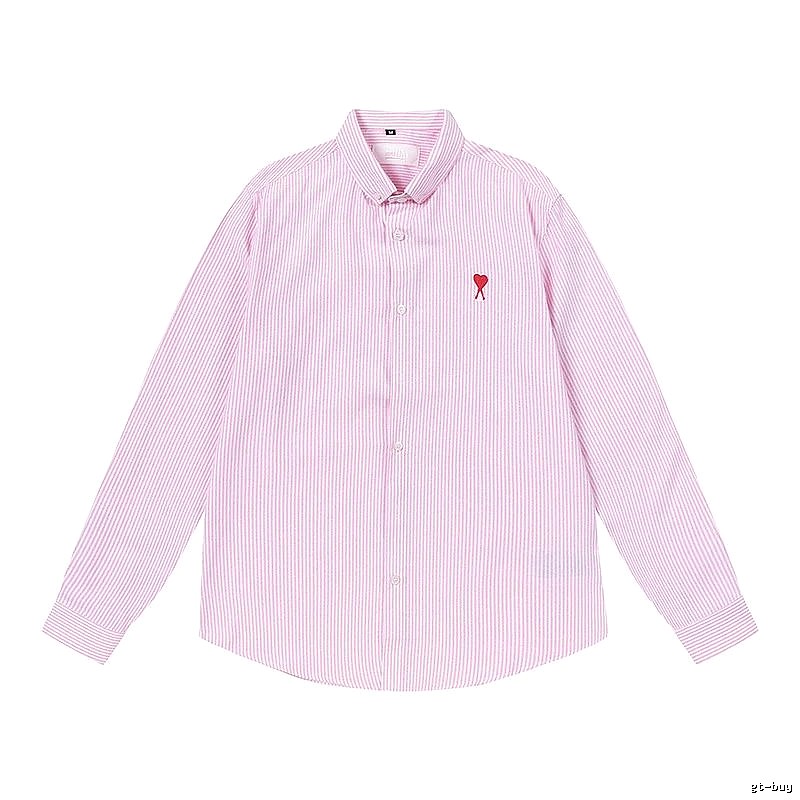 AMI Stripe Minimalist Style Pink Shirt