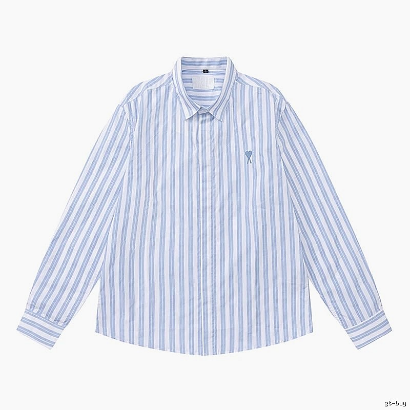 AMI Stripe Simple Blue Shirt