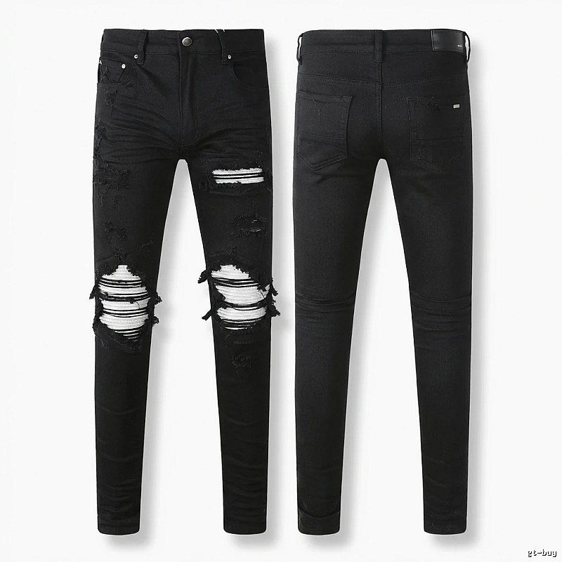 AMI trendy brand black jeans with holes