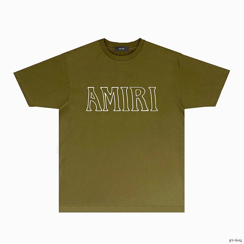 AMIRI Basic Style Trendy and Cool Olive Green T-shirt