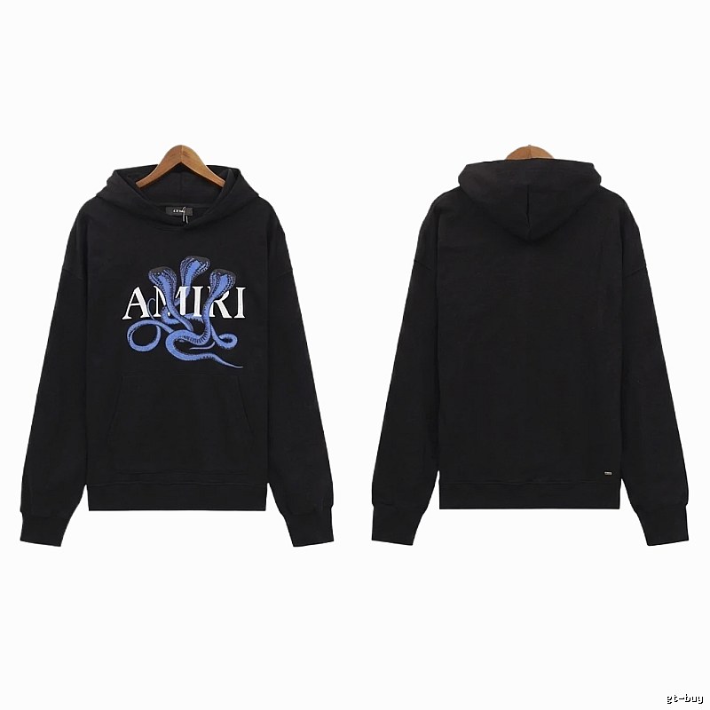 AMIRI Black Hoodie with Snake Print