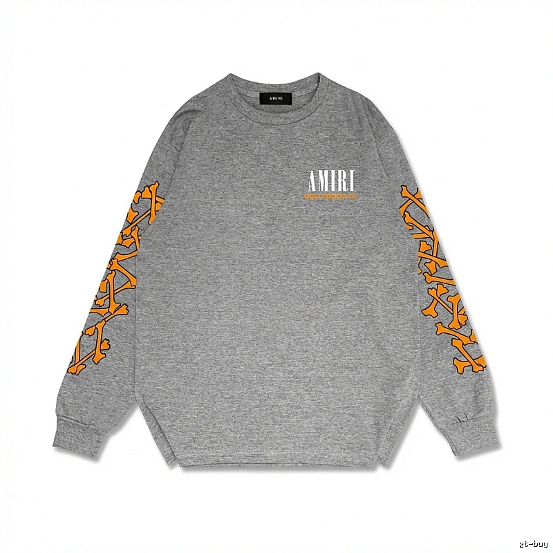 AMIRI Grey and Orange Trendy and Cool Sweatshirt