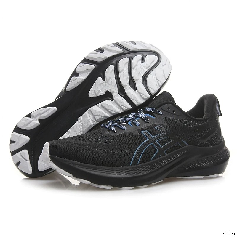 ASICS cushioning black running shoes