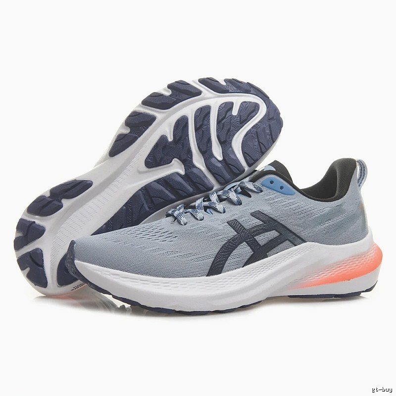ASICS retro-style grey-blue running shoes