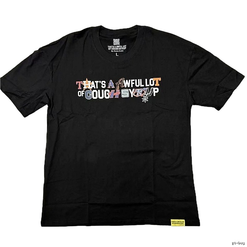 Awful Lot Color-block Printed Street Style Black T-shirt