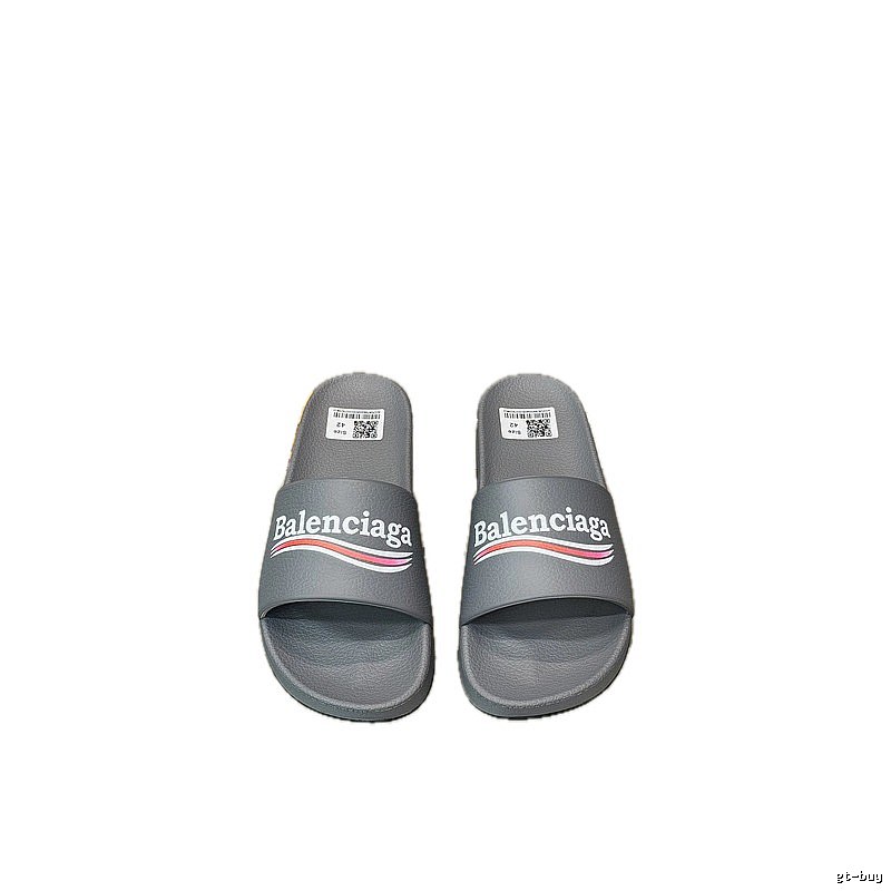 Balenciaga Casual Color Stripe Gray Slide Slippers