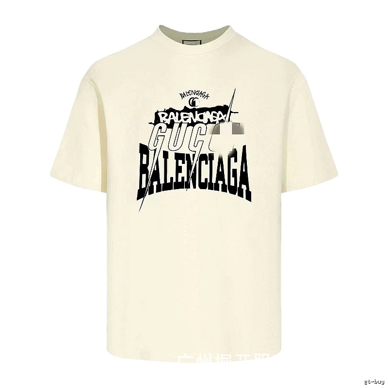 Balenciaga Co-branded Printed Street-style Off-white T-shirt
