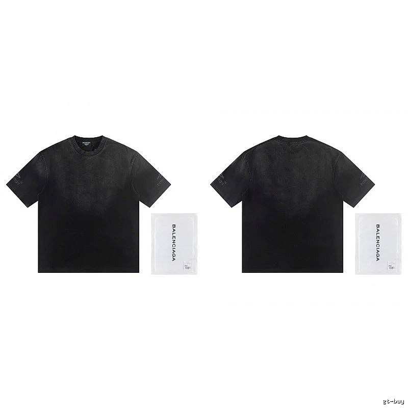 Balenciaga Distressed Street Style Black Short-Sleeve T-Shirt