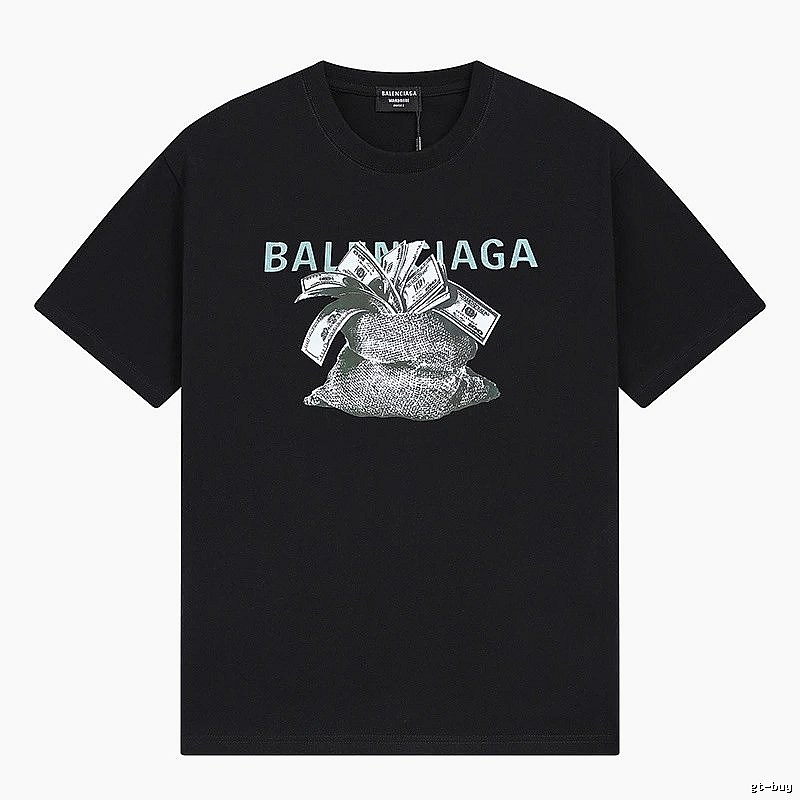 Balenciaga Dollar Print Street Style Black T-Shirt