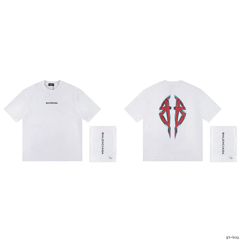 Balenciaga Double B Graffiti Street Style White T-Shirt