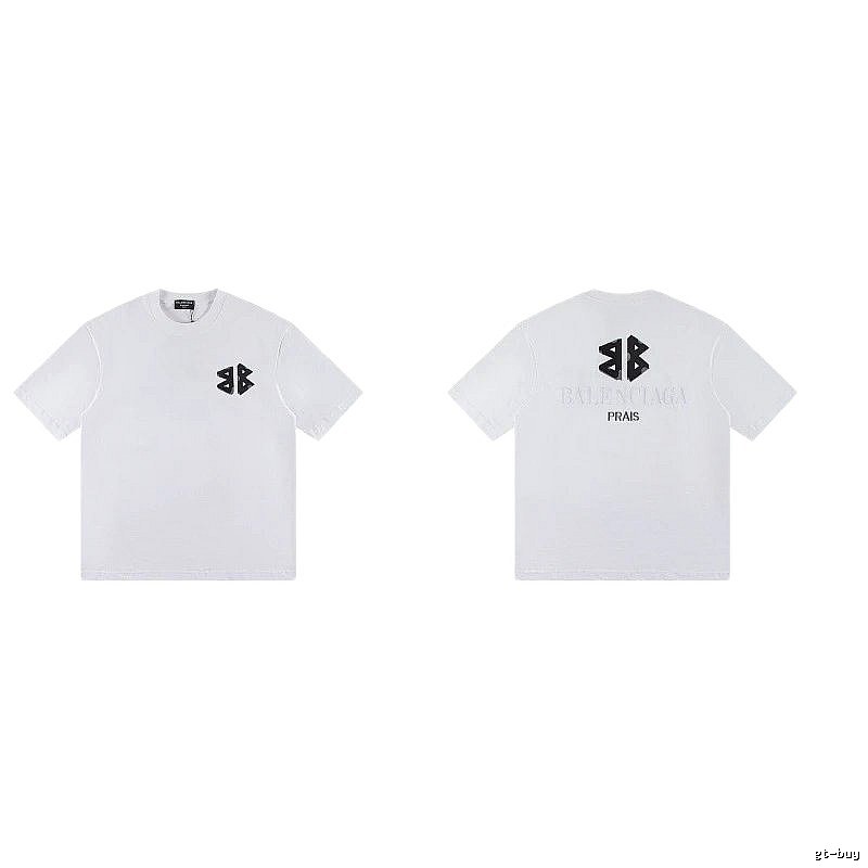 Balenciaga Double-B Print Street Style White T-Shirt
