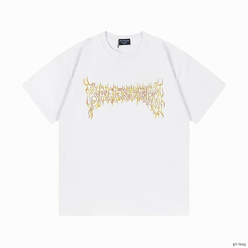 Balenciaga Gothic Style Flame Print White T-Shirt