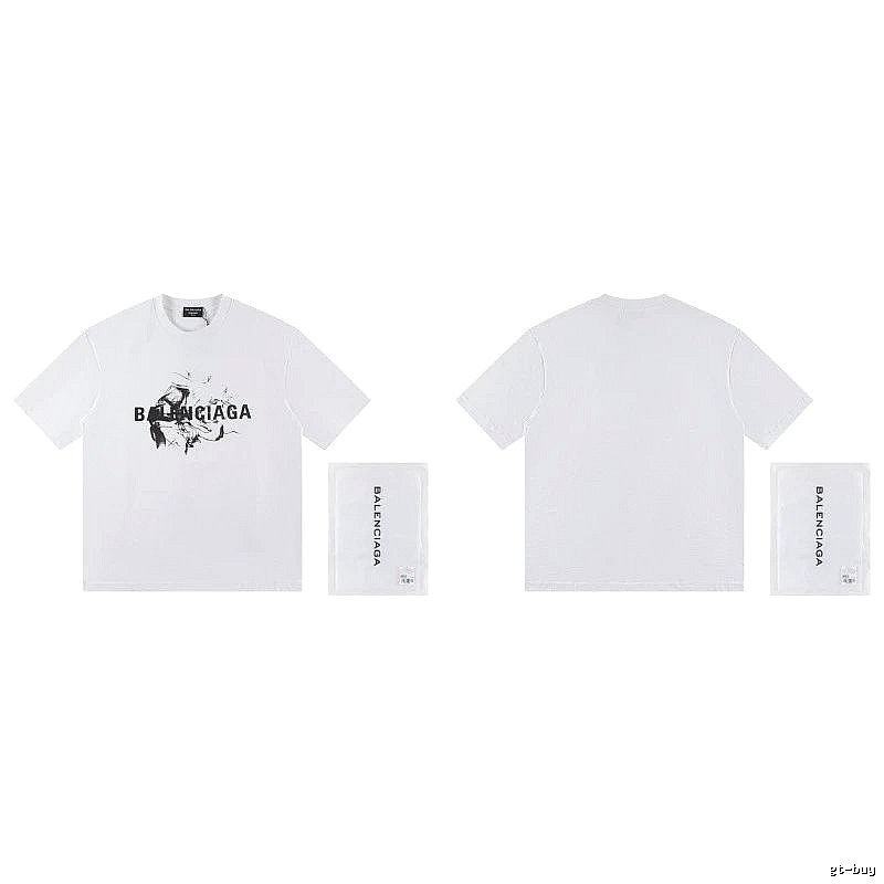 Balenciaga Graffiti Print Street Style White T-Shirt