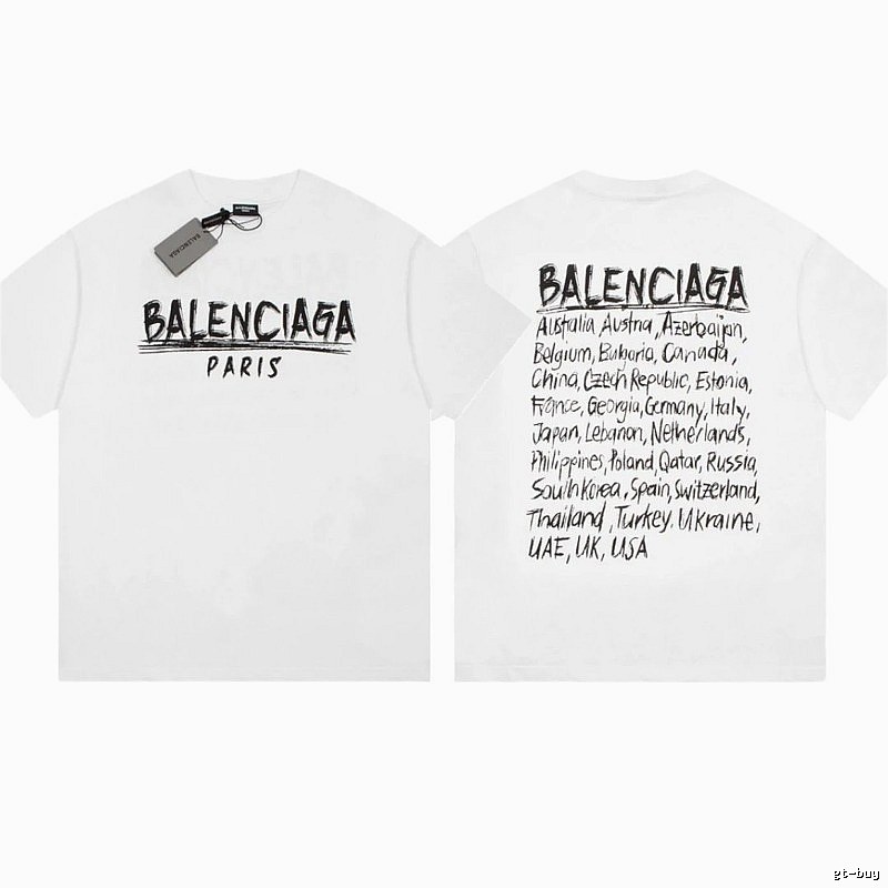 Balenciaga Graffiti Street Style White Short Sleeve T-Shirt