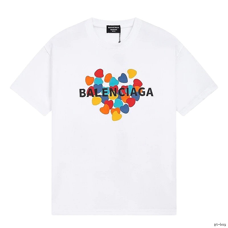 Balenciaga Heart Print Streetwear Brand White T-Shirt
