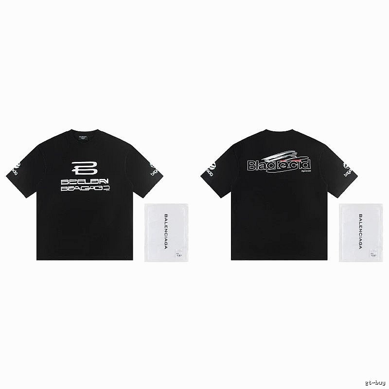 Balenciaga Printed Street Style Black T-shirt