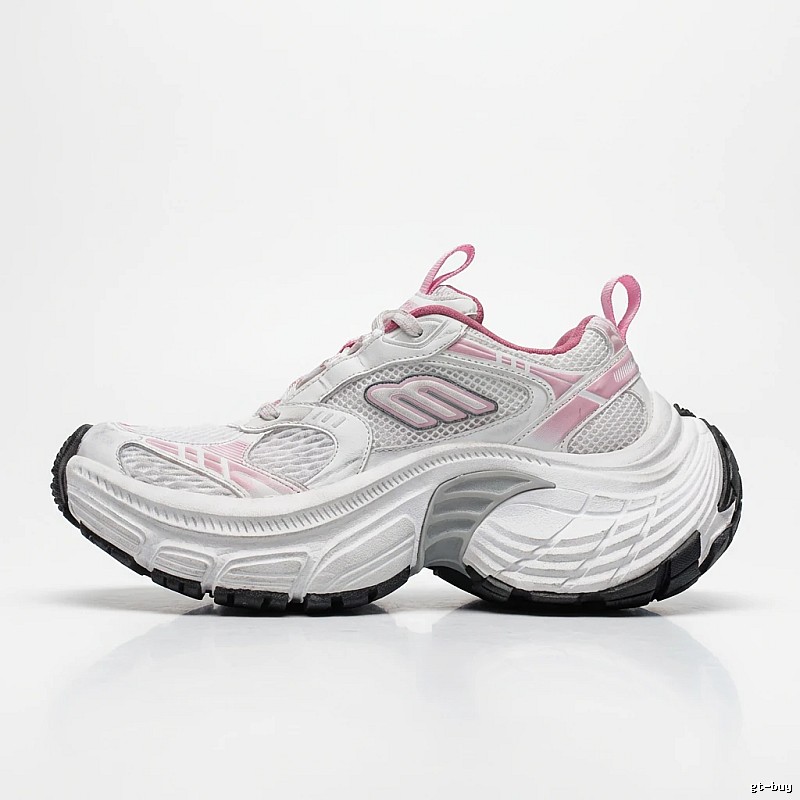 Balenciaga retro-style pink and white sports shoes