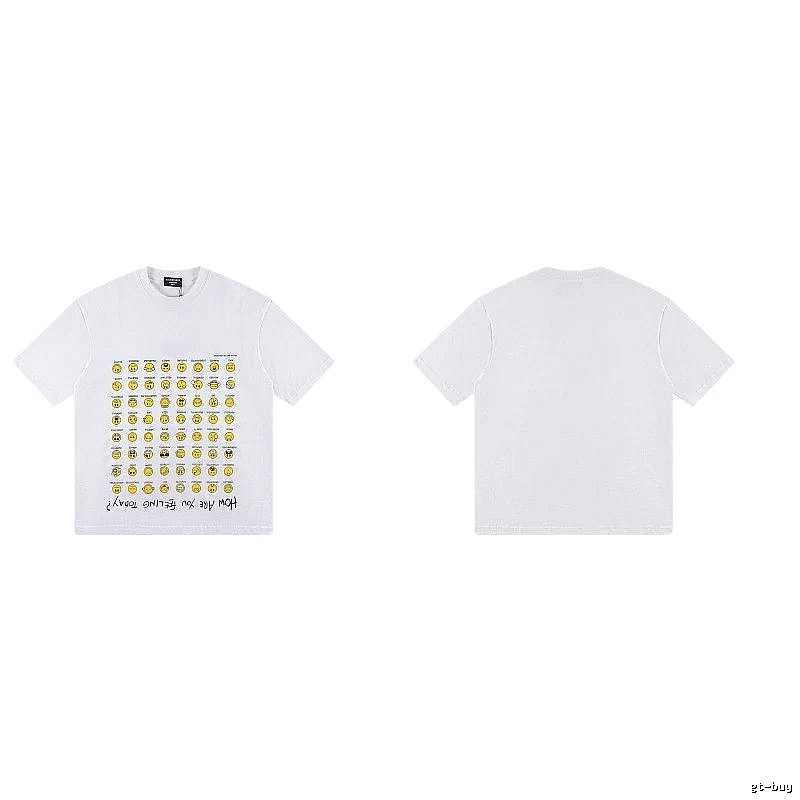 Balenciaga Smiley Face Printed Street Style White T-shirt