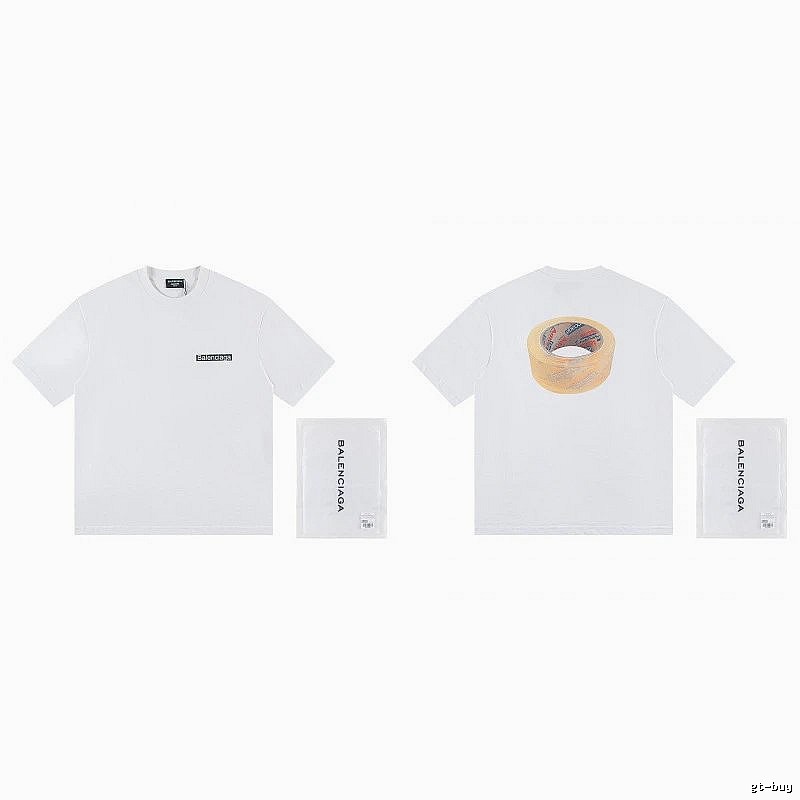 Balenciaga Tape Print Streetwear White T-Shirt